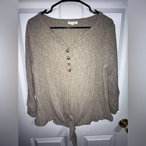 Maurices Taupe Button-Front Blouse